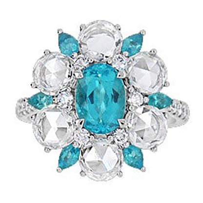 Paraiba Tourmaline Flower Style Ring