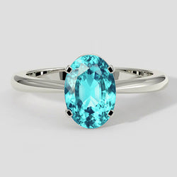 Natural Real ( Not Lab Grown )  Paraiba Tourmaline Four-Prong Oval Cut