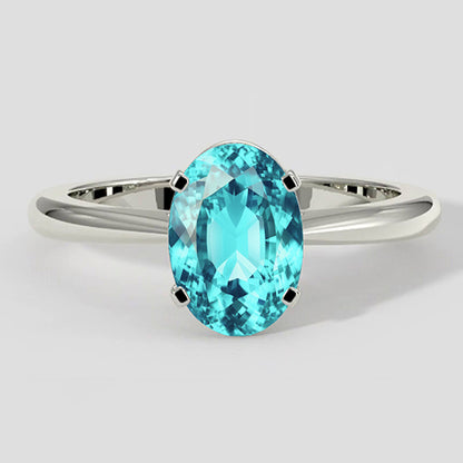 Natural Real ( Not Lab Grown )  Paraiba Tourmaline Four-Prong Oval Cut
