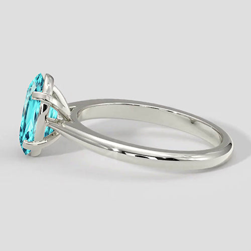 Natural Real ( Not Lab Grown )  Paraiba Tourmaline Four-Prong Oval Cut
