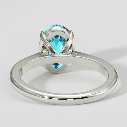 Natural Real ( Not Lab Grown )  Paraiba Tourmaline Four-Prong Oval Cut