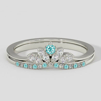 Paraiba Tourmaline & Diamond Crown Band Set