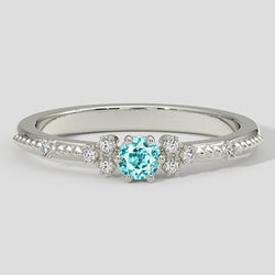 Paraiba Tourmaline & Diamond Milgrain Band