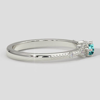 Paraiba Tourmaline & Diamond Milgrain Band