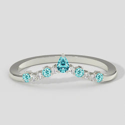 Paraiba Tourmaline & Diamond Wishbone Ring