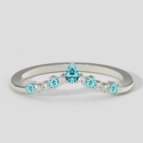 Paraiba Tourmaline & Diamond Wishbone Ring