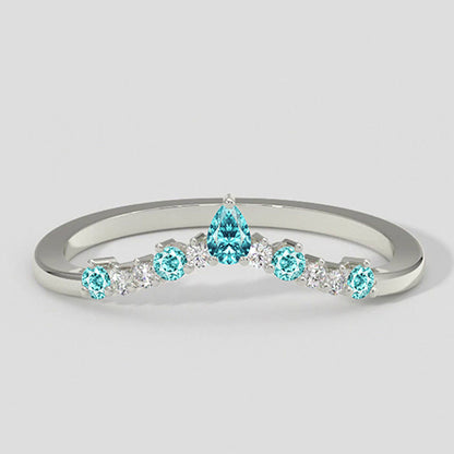 Paraiba Tourmaline & Diamond Wishbone Ring