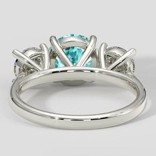 Paraiba Tourmaline & Round Diamond Three-Stone Ring