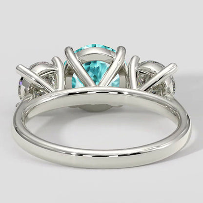 Paraiba Tourmaline & Round Diamond Three-Stone Ring
