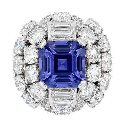 Parti Sapphire And Natural Earth Mined Diamond Engagement Ring