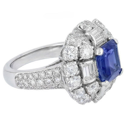 Parti Sapphire And Natural Earth Mined Diamond Engagement Ring