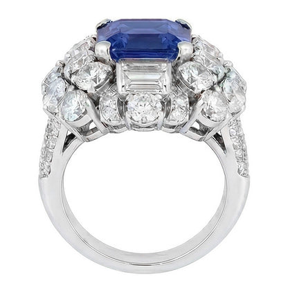 Parti Sapphire And Natural Earth Mined Diamond Engagement Ring