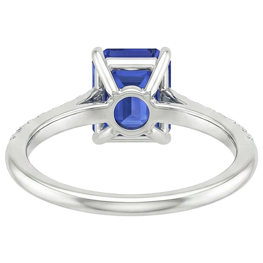 Pave Set Natural Earth Mined Diamond Ring Emerald Ceylon Sapphire White Gold 3.50 Carats