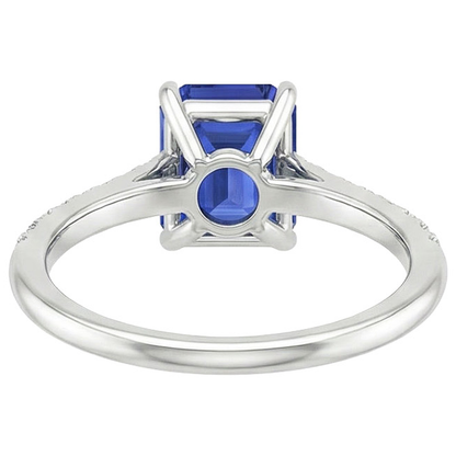 Pave Set Natural Earth Mined Diamond Ring Emerald Ceylon Sapphire White Gold 3.50 Carats