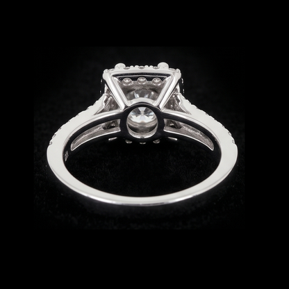 Pave Setting 3 Carats Round Real Natural Earth Mined Diamond Engagement Ring White Gold 14K