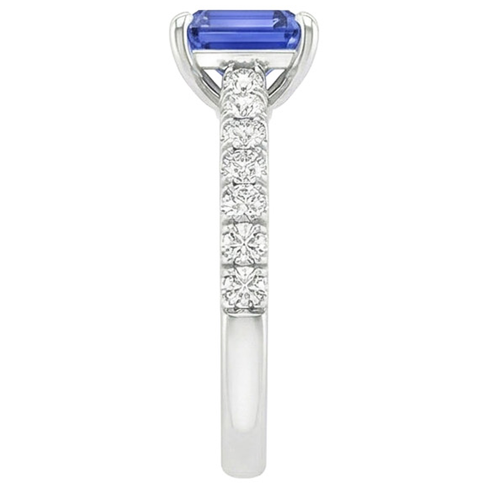 Pave Setting Natural Earth Mined Diamond Ring Emerald Ceylon Sapphire 4.25 Carats