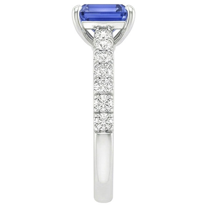 Pave Setting Natural Earth Mined Diamond Ring Emerald Ceylon Sapphire 4.25 Carats