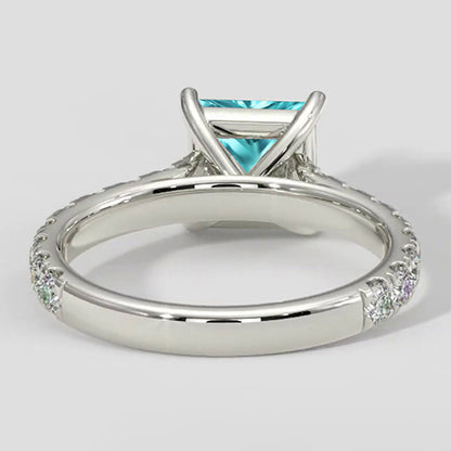 Pave Diamond Cushion Paraiba Ring