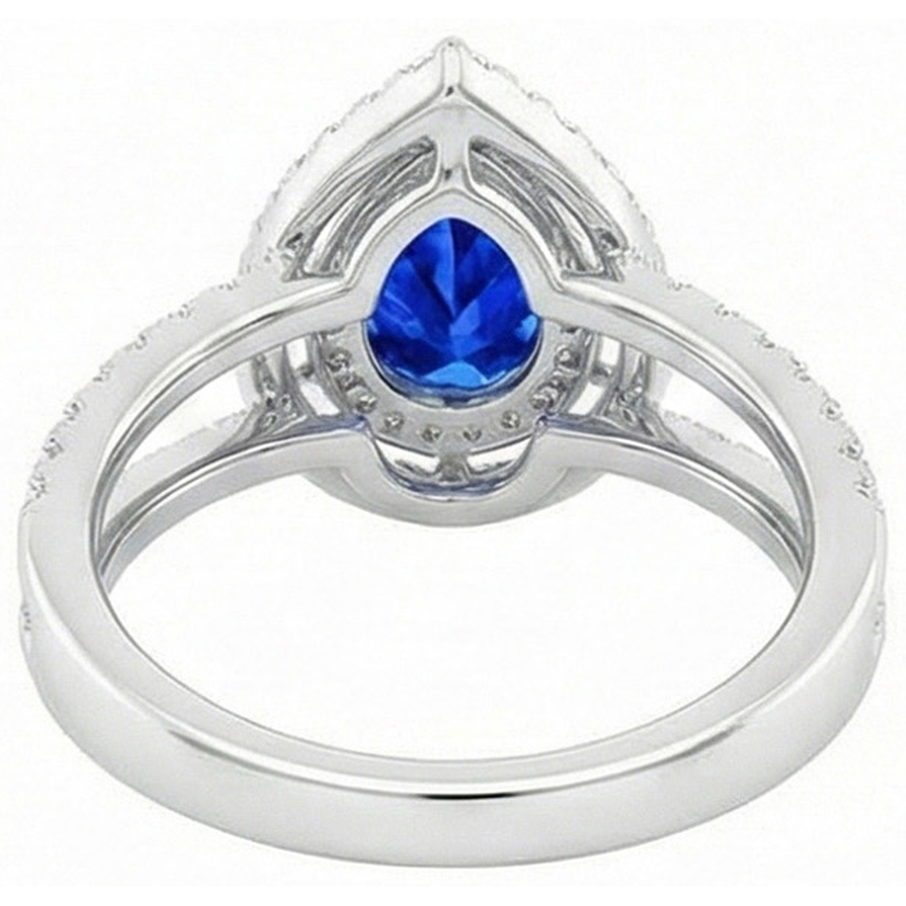 Pear And Round Cut 4.90 Ct Ceylon Sapphire Natural Earth Mined Diamonds Ring