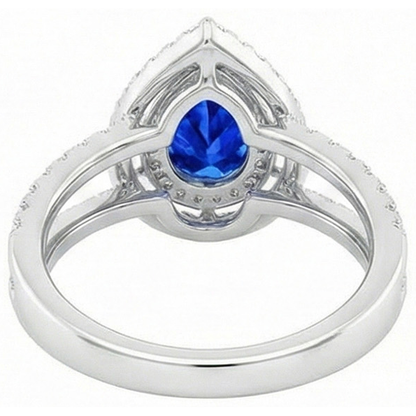 Pear And Round Cut 4.90 Ct Ceylon Sapphire Natural Earth Mined Diamonds Ring