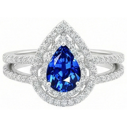 Pear And Round Cut 4.90 Ct Ceylon Sapphire Natural Earth Mined Diamonds Ring