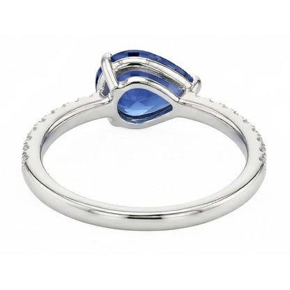 Pear Blue Sapphire Engagement Ring With Natural Earth Mined Diamond Accents 3.50 Carats