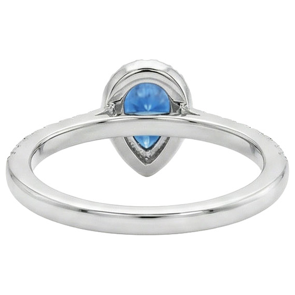 Pear Blue Sapphire Natural Earth Mined Diamond Halo Ring 4.50 Carats Genuine Gold New