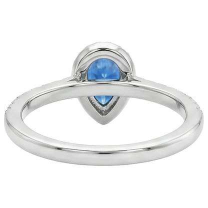 Pear Blue Sapphire Natural Earth Mined Diamond Halo Ring 4.50 Carats Genuine Gold New