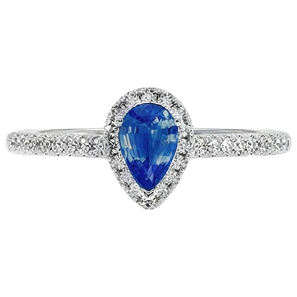 Pear Blue Sapphire Natural Earth Mined Diamond Halo Ring 4.50 Carats Genuine Gold New