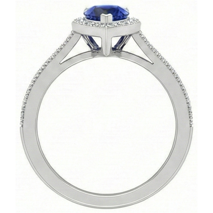Natural Real ( Not Lab Grown )  Pear Blue Sapphire Ring 2.50 Carats Sparkling Halo Diamonds