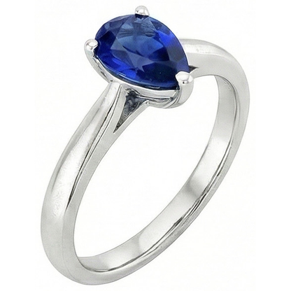 Natural Real ( Not Lab Grown )  Pear Blue Sapphire Solitaire Engagement Ring 1 Carat Gemstone Jewelry