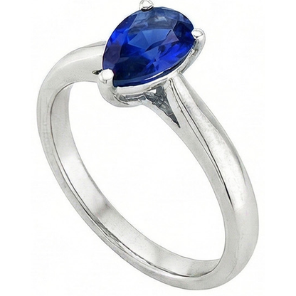 Natural Real ( Not Lab Grown )  Pear Blue Sapphire Solitaire Engagement Ring 1 Carat Gemstone Jewelry