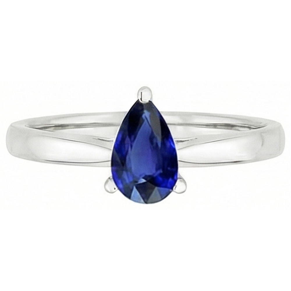 Natural Real ( Not Lab Grown )  Pear Blue Sapphire Solitaire Engagement Ring 1 Carat Gemstone Jewelry