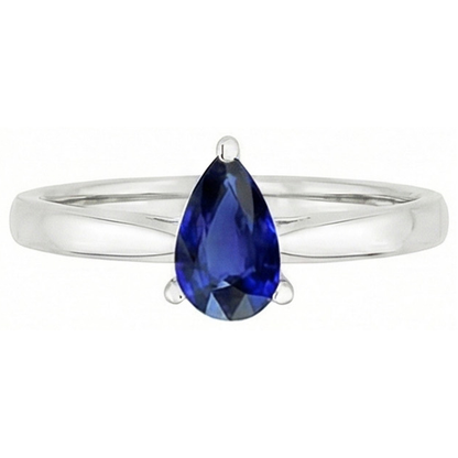 Natural Real ( Not Lab Grown )  Pear Blue Sapphire Solitaire Engagement Ring 1 Carat Gemstone Jewelry