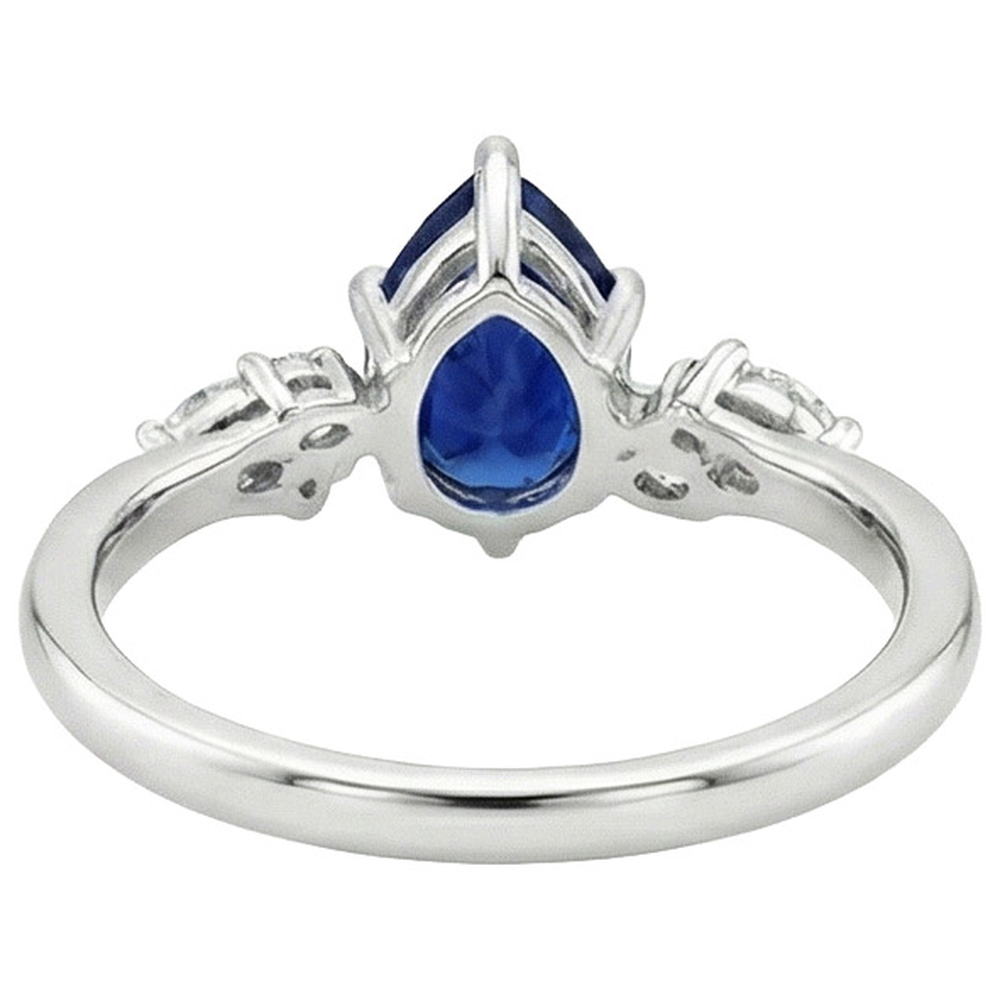 Pear Blue Sapphire & Marquise, Round Natural Earth Mined Diamonds Ring 6.75 Carats