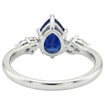 Pear Blue Sapphire & Marquise, Round Natural Earth Mined Diamonds Ring 6.75 Carats