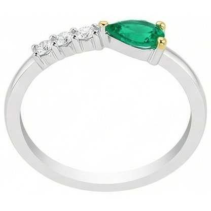 Natural Real ( Not Lab Grown ) Pear Cut Gemstone Ring Green Emerald GIA Anniversary Jewelry