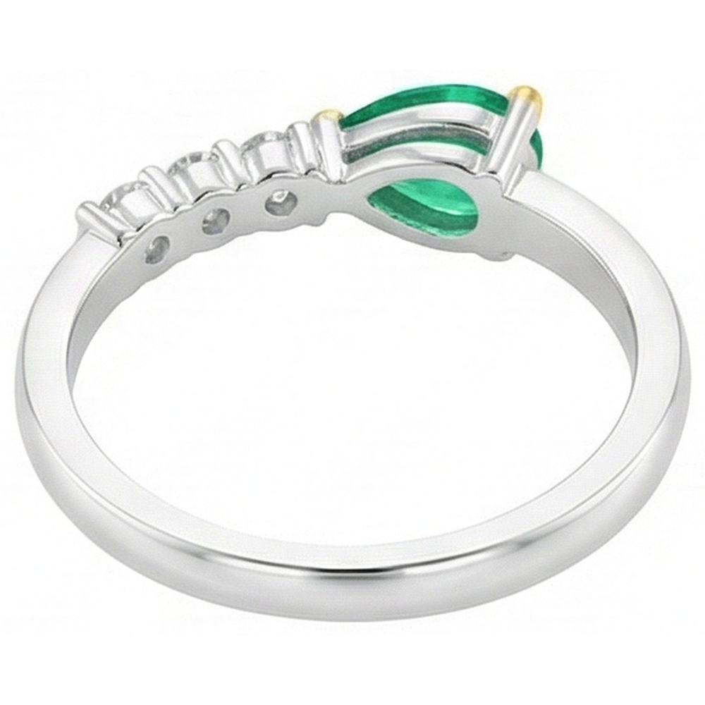 Natural Real ( Not Lab Grown ) Pear Cut Gemstone Ring Green Emerald GIA Anniversary Jewelry