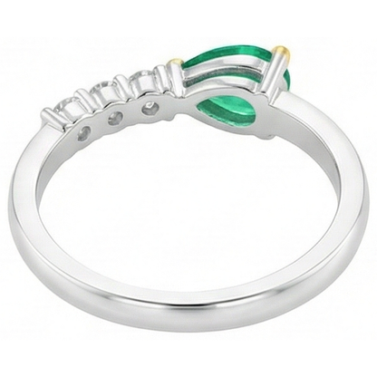 Natural Real ( Not Lab Grown ) Pear Cut Gemstone Ring Green Emerald GIA Anniversary Jewelry