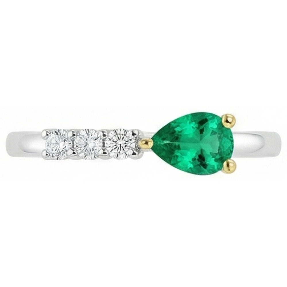 Natural Real ( Not Lab Grown ) Pear Cut Gemstone Ring Green Emerald GIA Anniversary Jewelry