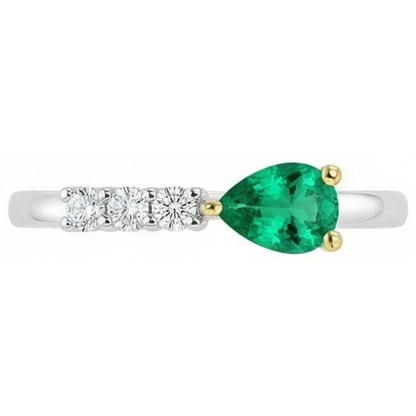 Natural Real ( Not Lab Grown ) Pear Cut Gemstone Ring Green Emerald GIA Anniversary Jewelry