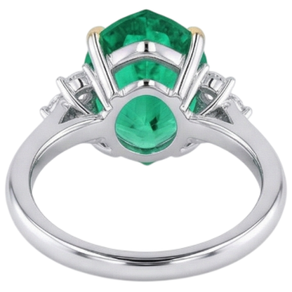 Natural Real ( Not Lab Grown ) Pear Cut Green Emerald GIA And Diamond Ring Wedding Jewelry