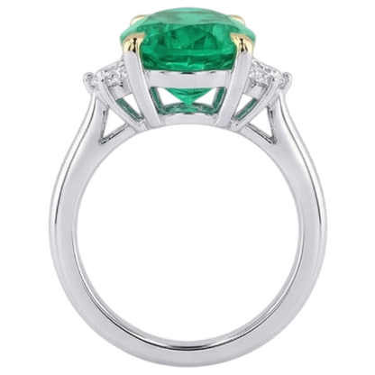 Natural Real ( Not Lab Grown ) Pear Cut Green Emerald GIA And Diamond Ring Wedding Jewelry
