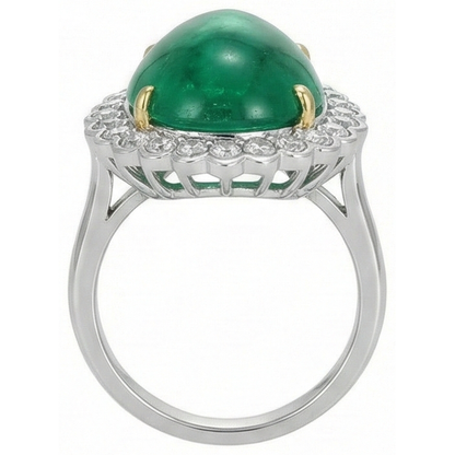 Pear Cut Green Emerald GIA And Round Natural Earth Mined Diamond Engagenent Ring 7.75 Carats