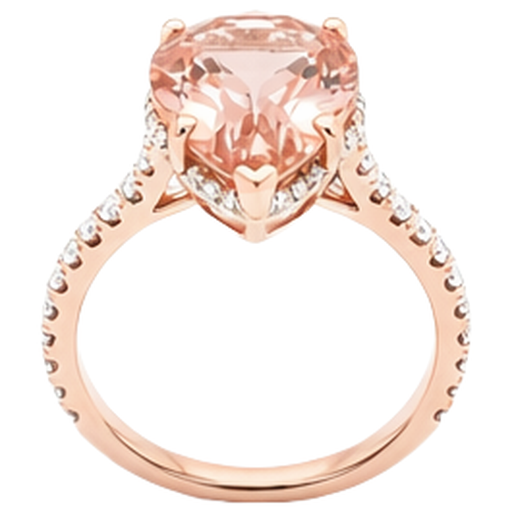 Pear Cut Morganite And Natural Earth Mined Diamonds 9.25 Ct Wedding Ring Rose Gold 14K
