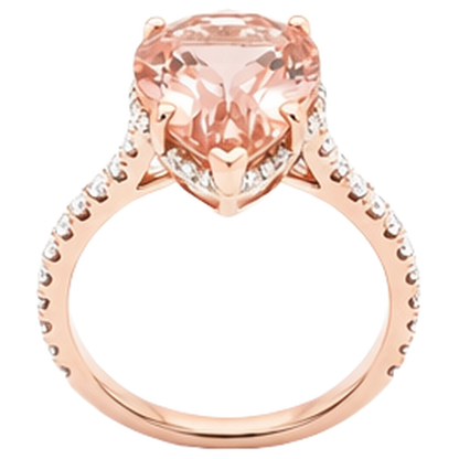 Pear Cut Morganite And Natural Earth Mined Diamonds 9.25 Ct Wedding Ring Rose Gold 14K