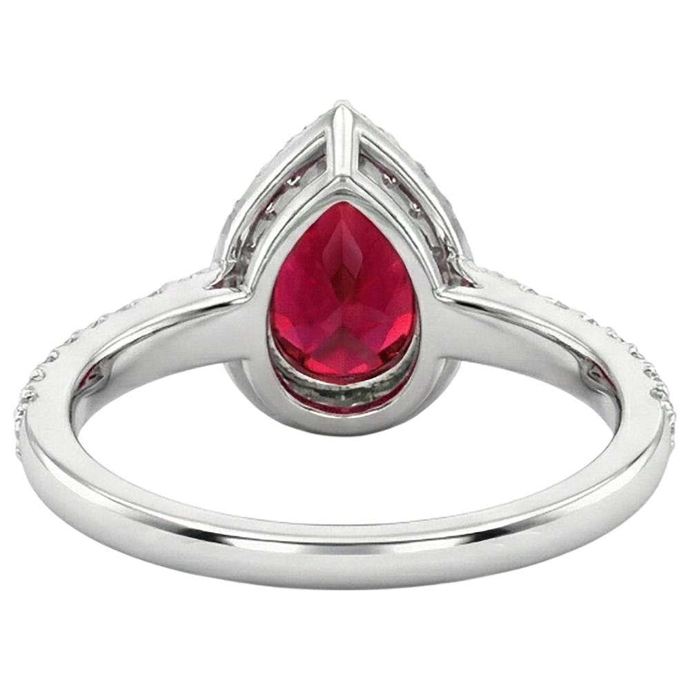 Pear Cut Ruby With Natural Earth Mined Diamond Ring White Gold 14K Jewelry 2.5 Ct.