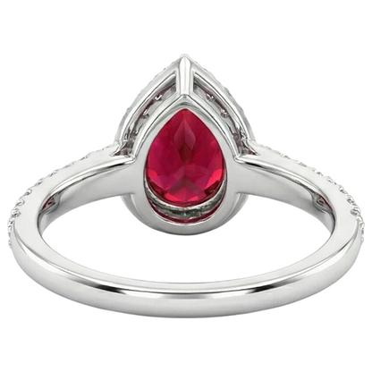 Pear Cut Ruby With Natural Earth Mined Diamond Ring White Gold 14K Jewelry 2.5 Ct.