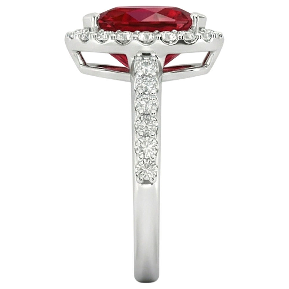 Pear Cut Ruby With Natural Earth Mined Diamond Ring White Gold 14K Jewelry 2.5 Ct.