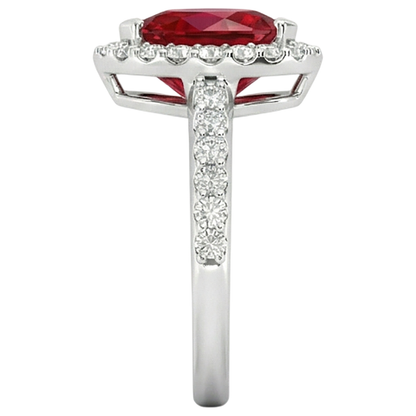 Pear Cut Ruby With Natural Earth Mined Diamond Ring White Gold 14K Jewelry 2.5 Ct.